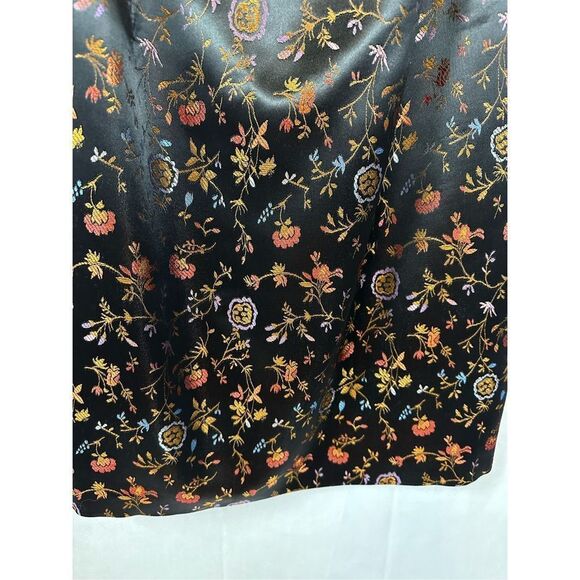 David Meister Dress Asian-Inspired Black Embroidered Floral Frog Closure 12 - Picture 8 of 10